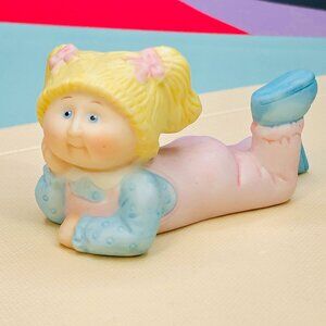 1984 Cabbage Patch Kids Bisque Porcelain Figurine: Blonde Girl, Pink Overalls